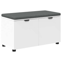 Produktbild för Hallbänk med kudde Vit 80 x 38 x 46 cm Konstruerat Trä och Tyg