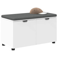 Produktbild för Hallbänk med kudde Vit 80 x 38 x 46 cm Konstruerat Trä och Tyg