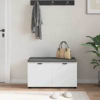 Produktbild för Hallbänk med kudde Vit 80 x 38 x 46 cm Konstruerat Trä och Tyg