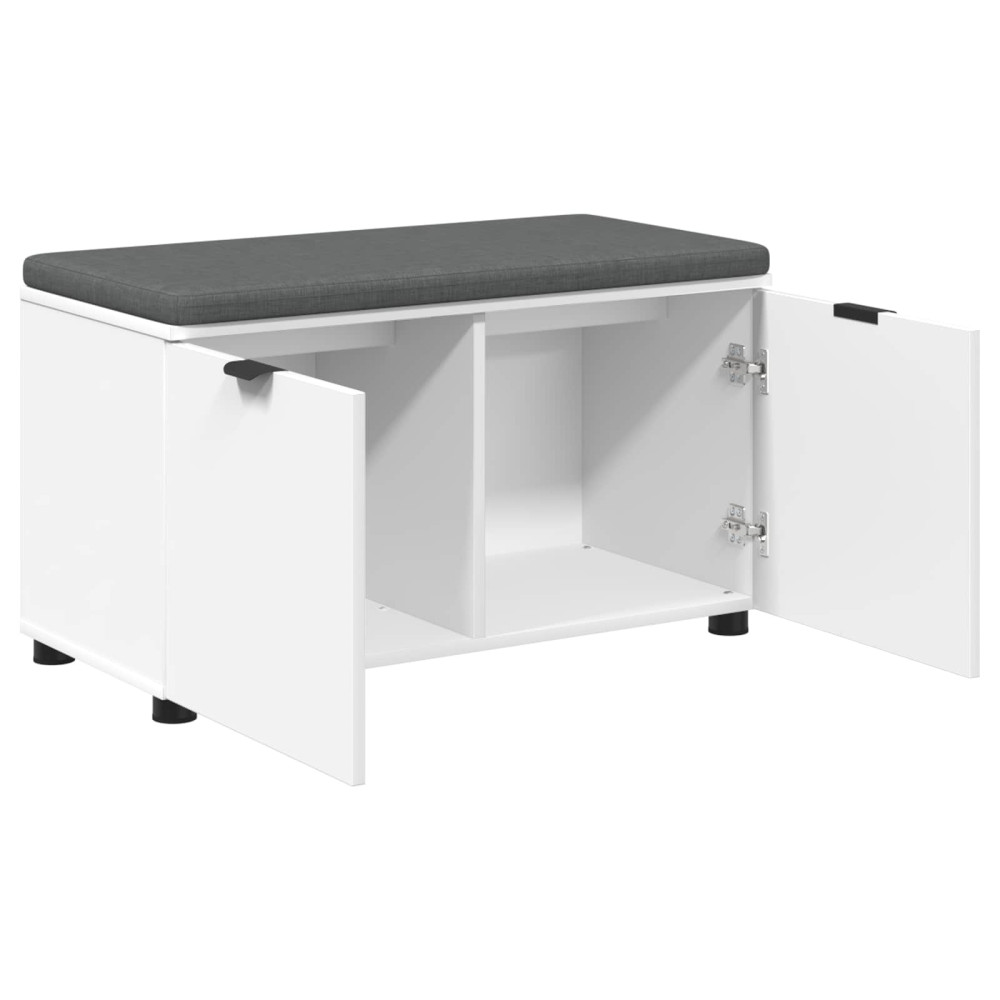 Produktbild för Hallbänk med kudde Vit 80 x 38 x 46 cm Konstruerat Trä och Tyg