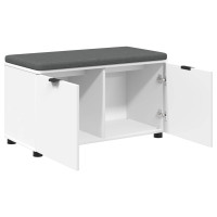 Produktbild för Hallbänk med kudde Vit 80 x 38 x 46 cm Konstruerat Trä och Tyg