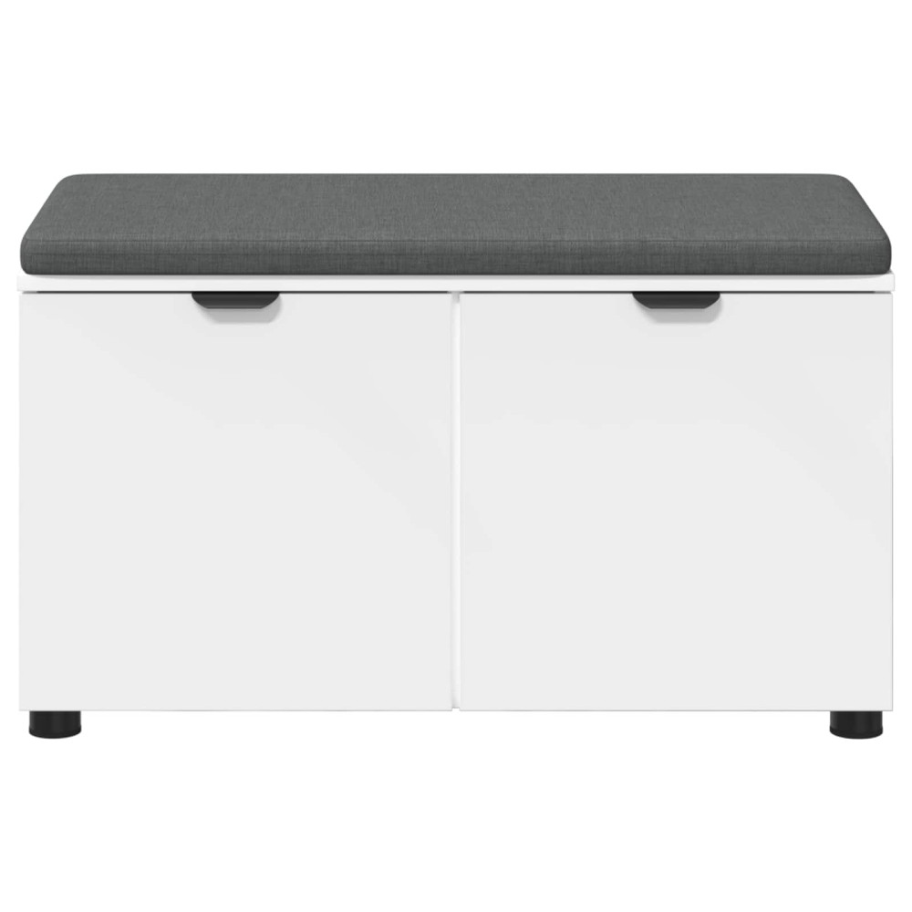 Produktbild för Hallbänk med kudde Vit 80 x 38 x 46 cm Konstruerat Trä och Tyg
