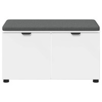 Produktbild för Hallbänk med kudde Vit 80 x 38 x 46 cm Konstruerat Trä och Tyg