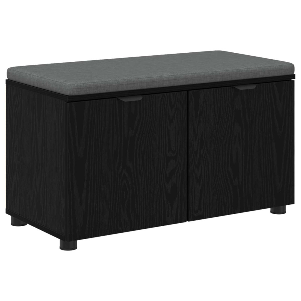 Produktbild för Hallbänk Svart Ek 80 x 38 x 46 cm Konstruerat Trä och Tyg