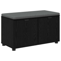 Produktbild för Hallbänk Svart Ek 80 x 38 x 46 cm Konstruerat Trä och Tyg