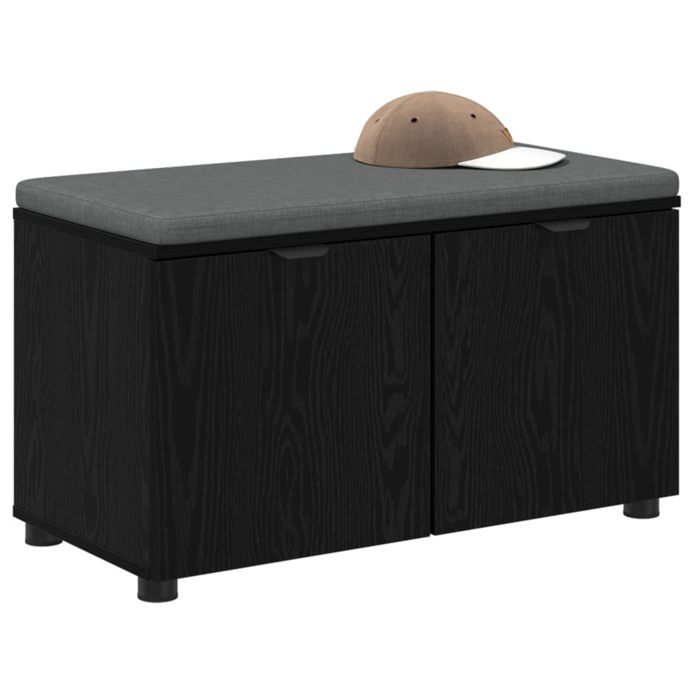 Produktbild för Hallbänk Svart Ek 80 x 38 x 46 cm Konstruerat Trä och Tyg