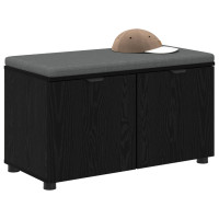 Produktbild för Hallbänk Svart Ek 80 x 38 x 46 cm Konstruerat Trä och Tyg