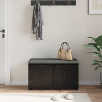 Produktbild för Hallbänk Svart Ek 80 x 38 x 46 cm Konstruerat Trä och Tyg