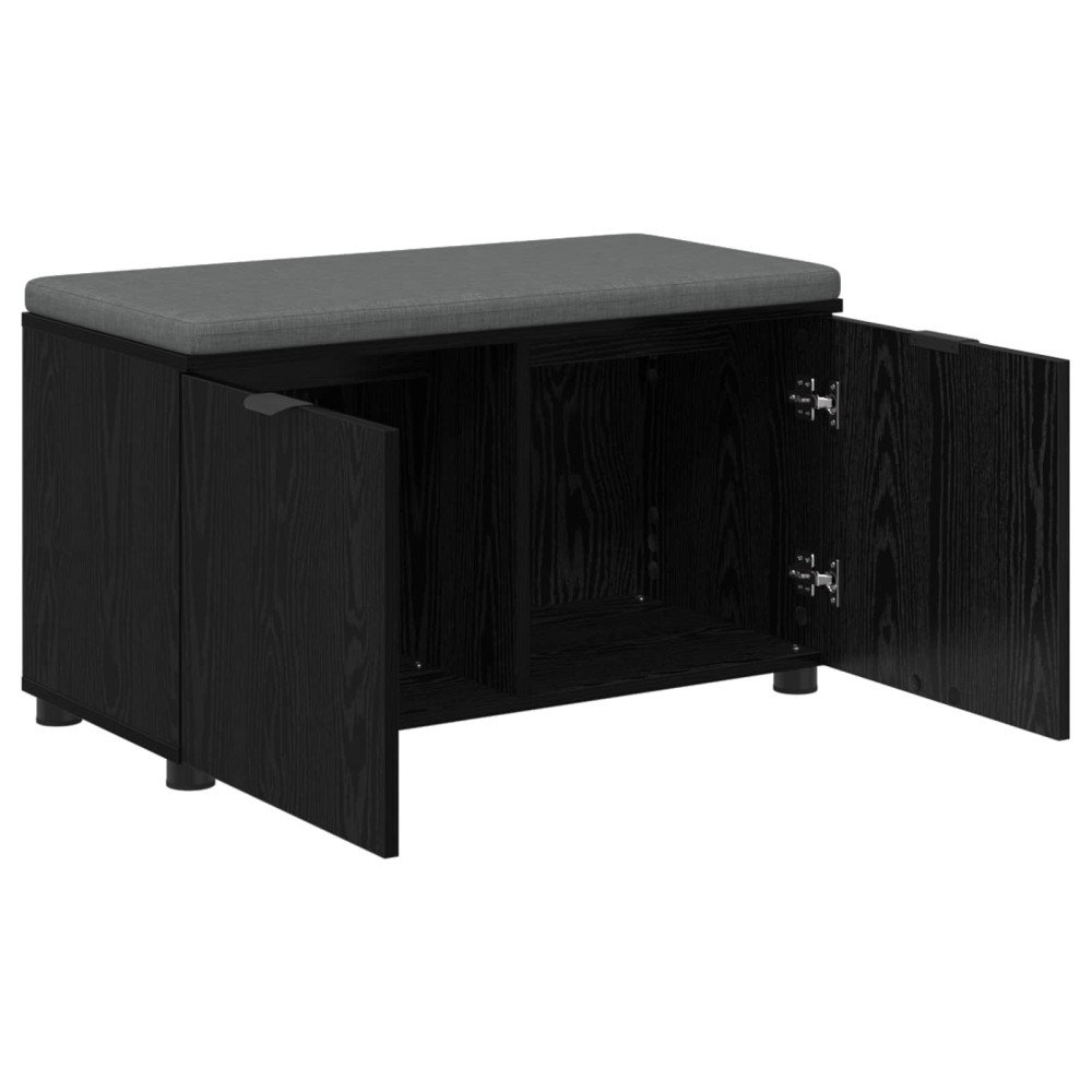 Produktbild för Hallbänk Svart Ek 80 x 38 x 46 cm Konstruerat Trä och Tyg