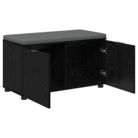 Produktbild för Hallbänk Svart Ek 80 x 38 x 46 cm Konstruerat Trä och Tyg