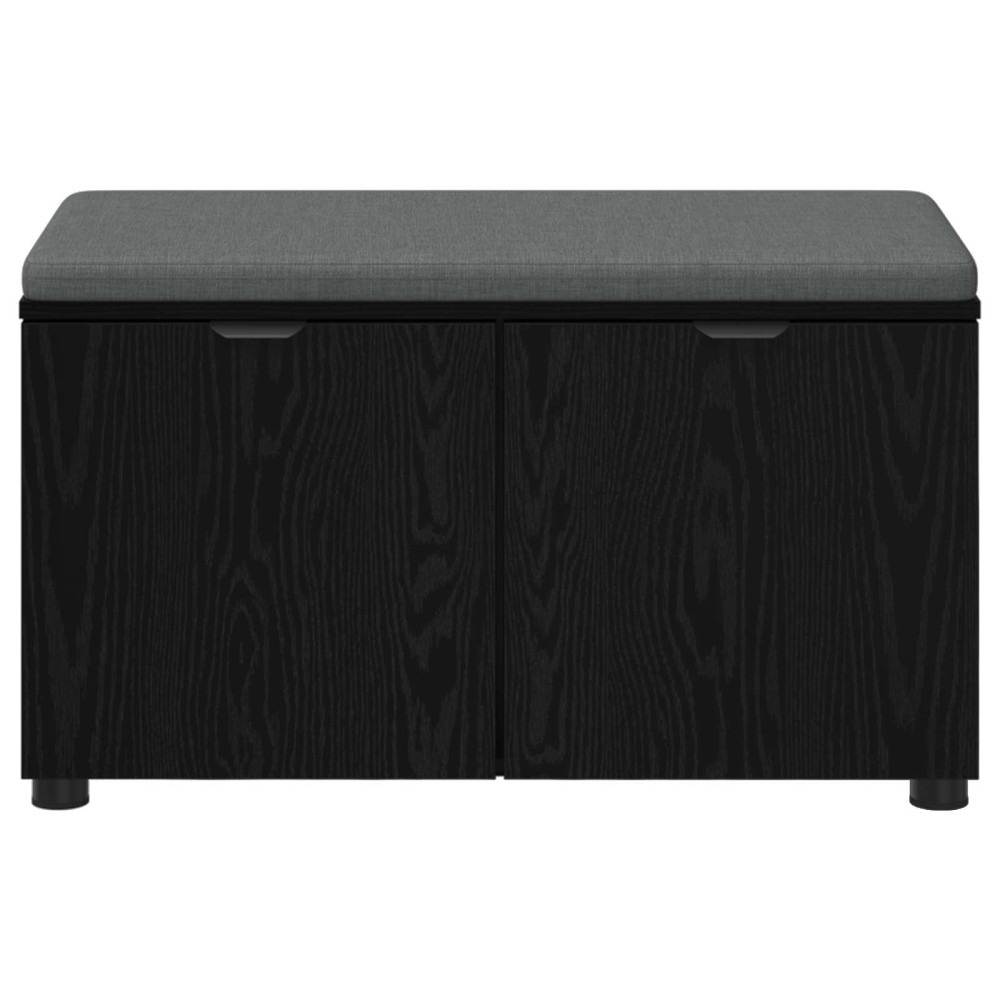 Produktbild för Hallbänk Svart Ek 80 x 38 x 46 cm Konstruerat Trä och Tyg