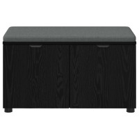 Produktbild för Hallbänk Svart Ek 80 x 38 x 46 cm Konstruerat Trä och Tyg
