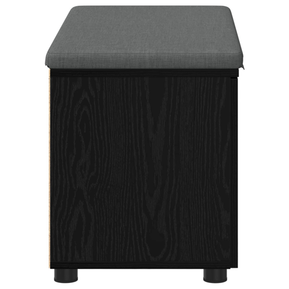 Produktbild för Hallbänk Svart Ek 80 x 38 x 46 cm Konstruerat Trä och Tyg