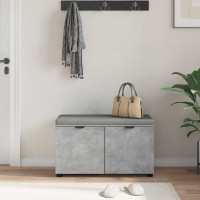 Produktbild för Hallbänk BetongGrå 80 x 38 x 46 cm Konstruerat Trä och Tyg