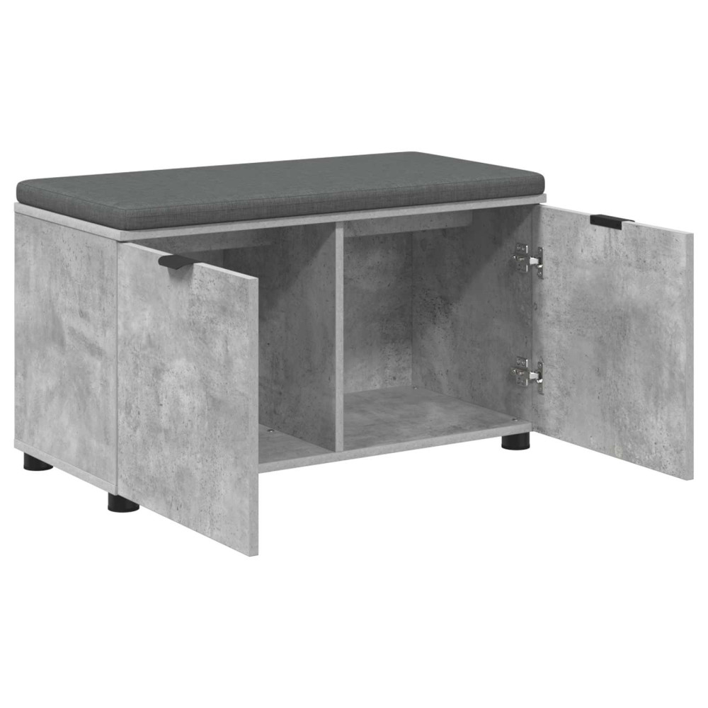 Produktbild för Hallbänk BetongGrå 80 x 38 x 46 cm Konstruerat Trä och Tyg