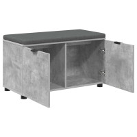 Produktbild för Hallbänk BetongGrå 80 x 38 x 46 cm Konstruerat Trä och Tyg