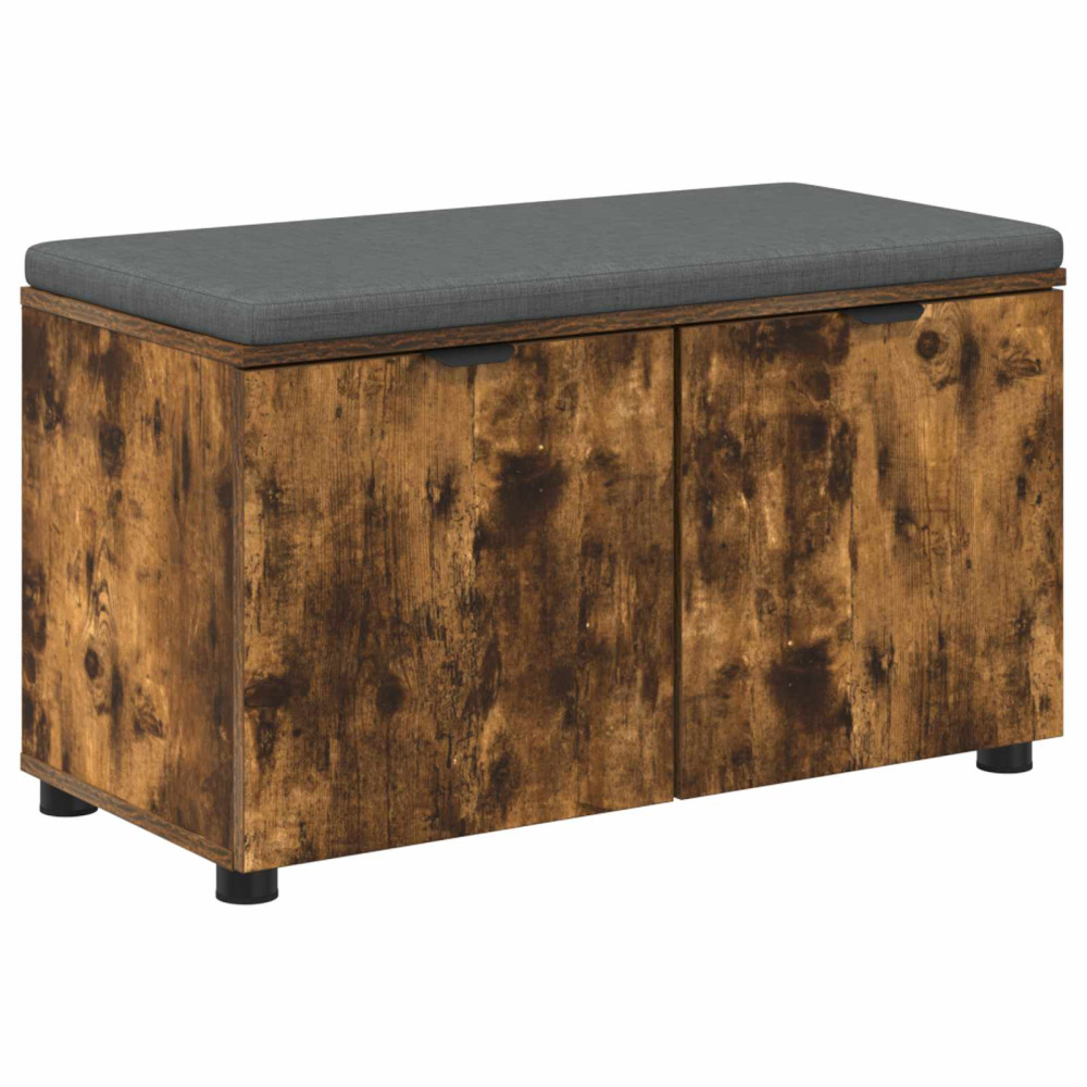 Produktbild för Hallbänk Rökt Ek 80 x 38 x 46 cm Konstruerat Trä och Tyg