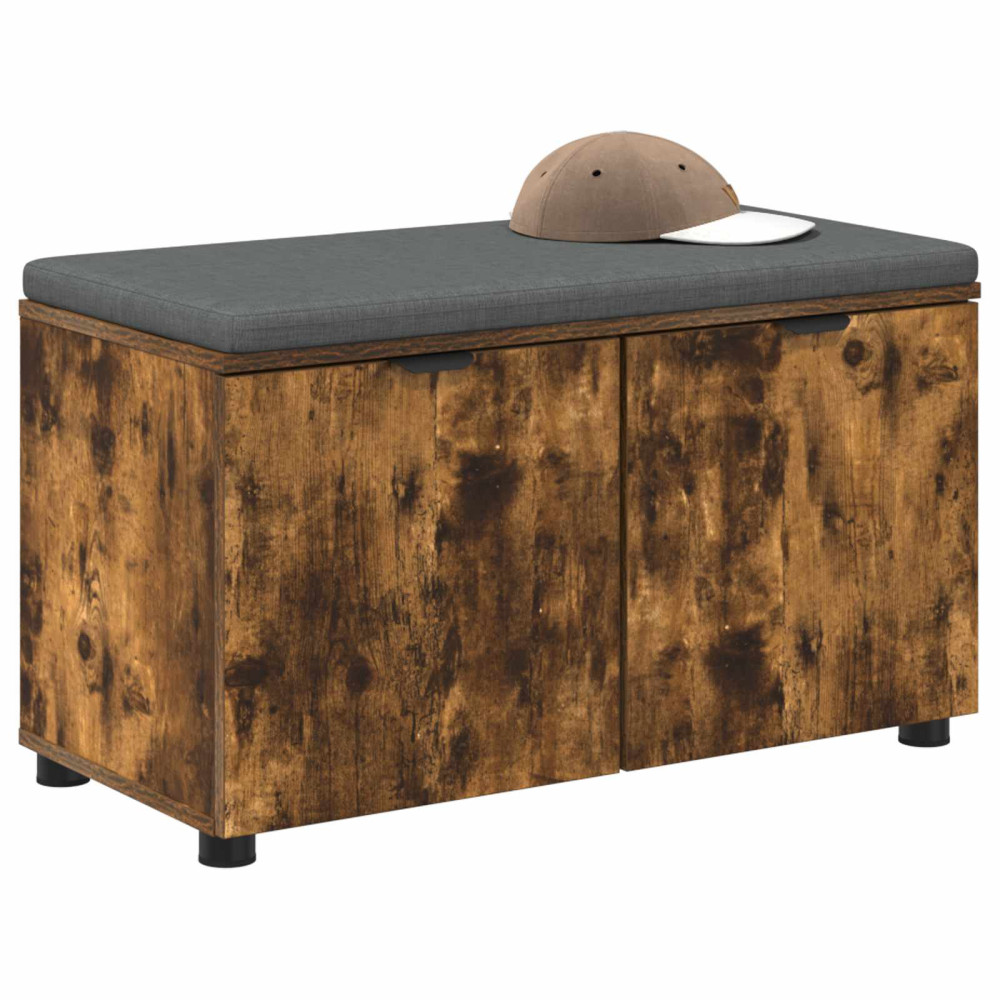 Produktbild för Hallbänk Rökt Ek 80 x 38 x 46 cm Konstruerat Trä och Tyg