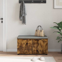 Produktbild för Hallbänk Rökt Ek 80 x 38 x 46 cm Konstruerat Trä och Tyg
