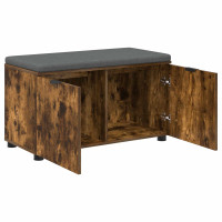 Produktbild för Hallbänk Rökt Ek 80 x 38 x 46 cm Konstruerat Trä och Tyg