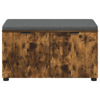 Produktbild för Hallbänk Rökt Ek 80 x 38 x 46 cm Konstruerat Trä och Tyg