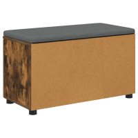 Produktbild för Hallbänk Rökt Ek 80 x 38 x 46 cm Konstruerat Trä och Tyg