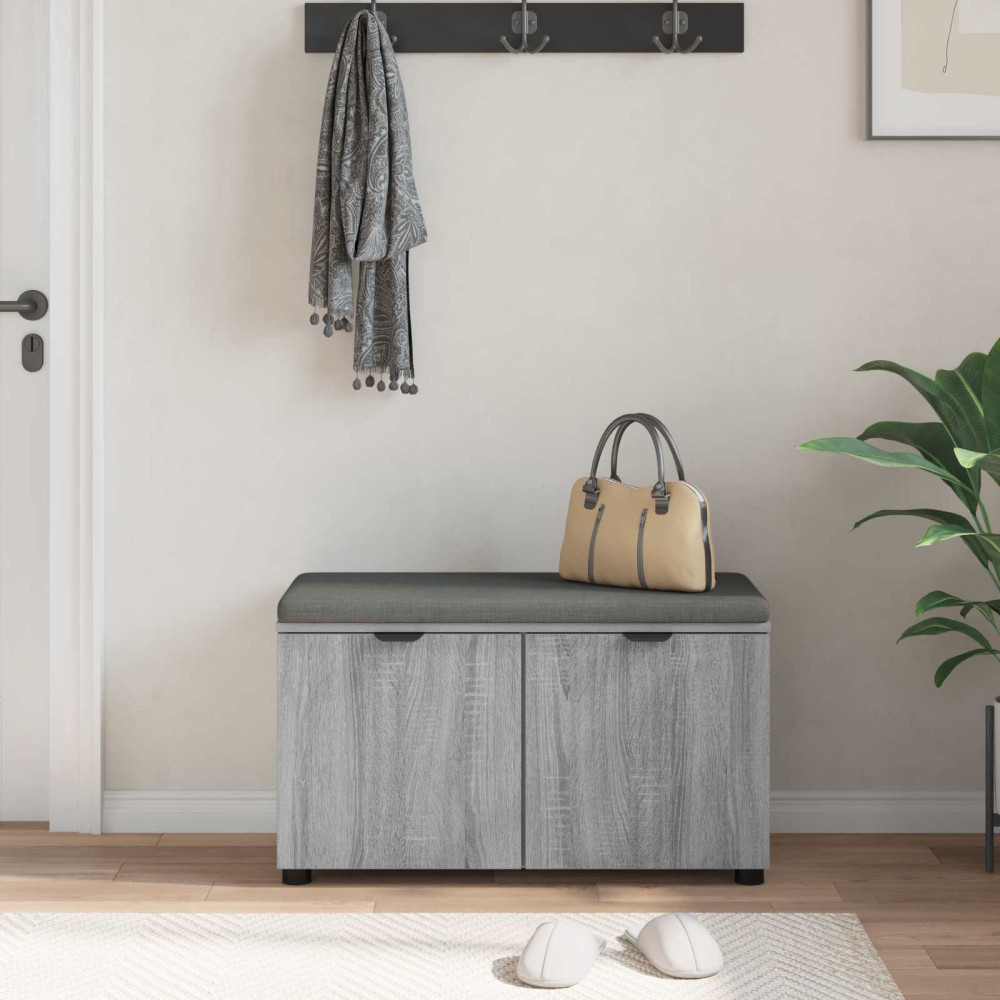 Produktbild för Hallbänk Grå Sonoma 80 x 38 x 46 cm Konstruerat Trä och Tyg