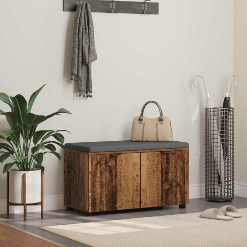 vidaXL Hallbänk Gammalt trä 80 x 38 x 46 cm Konstruerat Trä och Tyg