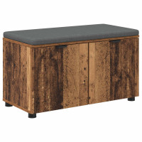 Produktbild för Hallbänk Gammalt trä 80 x 38 x 46 cm Konstruerat Trä och Tyg