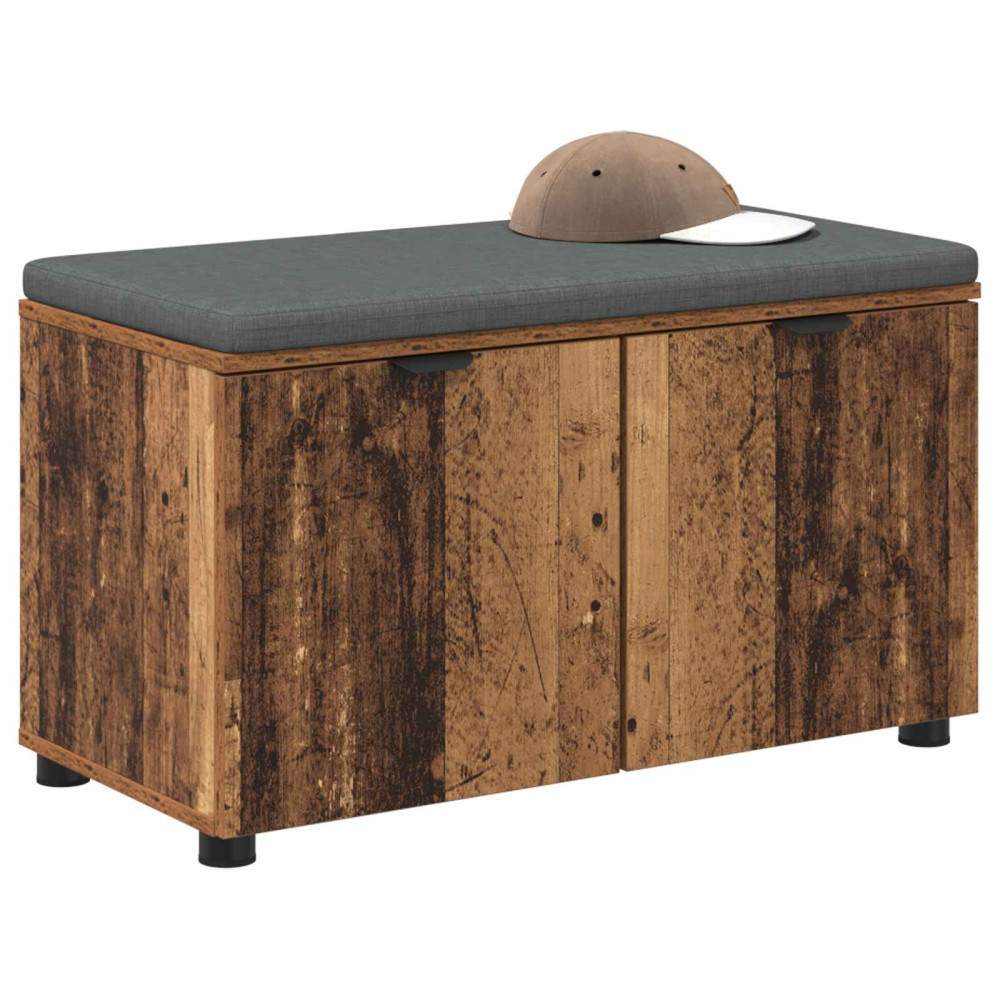 Produktbild för Hallbänk Gammalt trä 80 x 38 x 46 cm Konstruerat Trä och Tyg