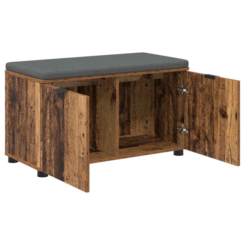 Produktbild för Hallbänk Gammalt trä 80 x 38 x 46 cm Konstruerat Trä och Tyg