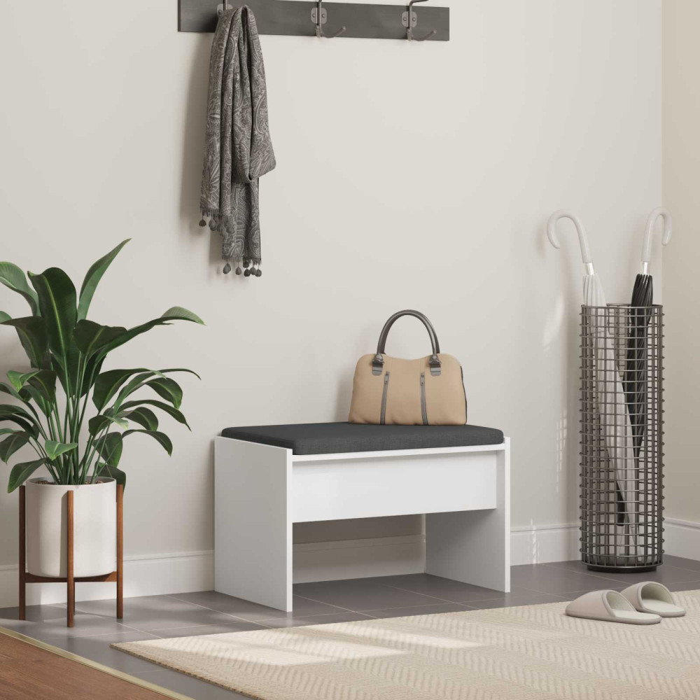 Produktbild för Hallbänk med kudde Vit 63 x 38 x 40 cm