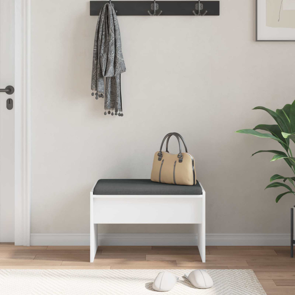 Produktbild för Hallbänk med kudde Vit 63 x 38 x 40 cm