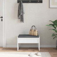 Produktbild för Hallbänk med kudde Vit 63 x 38 x 40 cm