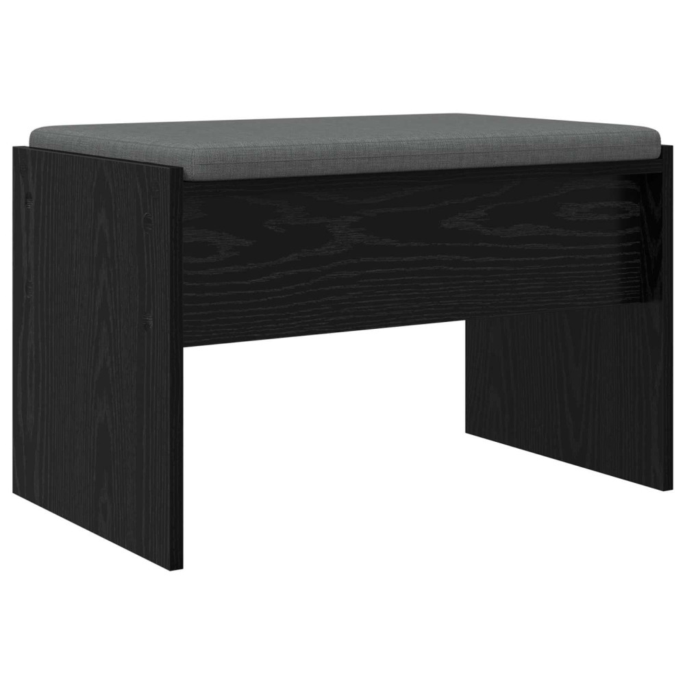 Produktbild för Hallbänk med kudde Svart Ek 63 x 38 x 40 cm