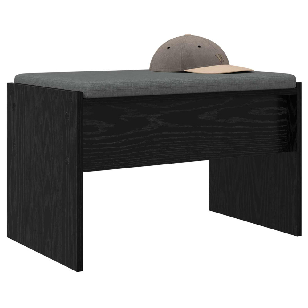 Produktbild för Hallbänk med kudde Svart Ek 63 x 38 x 40 cm