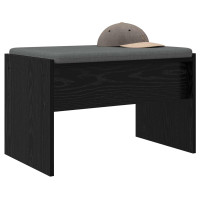 Produktbild för Hallbänk med kudde Svart Ek 63 x 38 x 40 cm