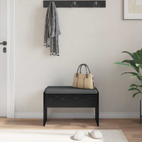 Produktbild för Hallbänk med kudde Svart Ek 63 x 38 x 40 cm
