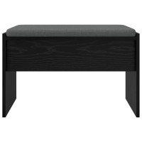 Produktbild för Hallbänk med kudde Svart Ek 63 x 38 x 40 cm