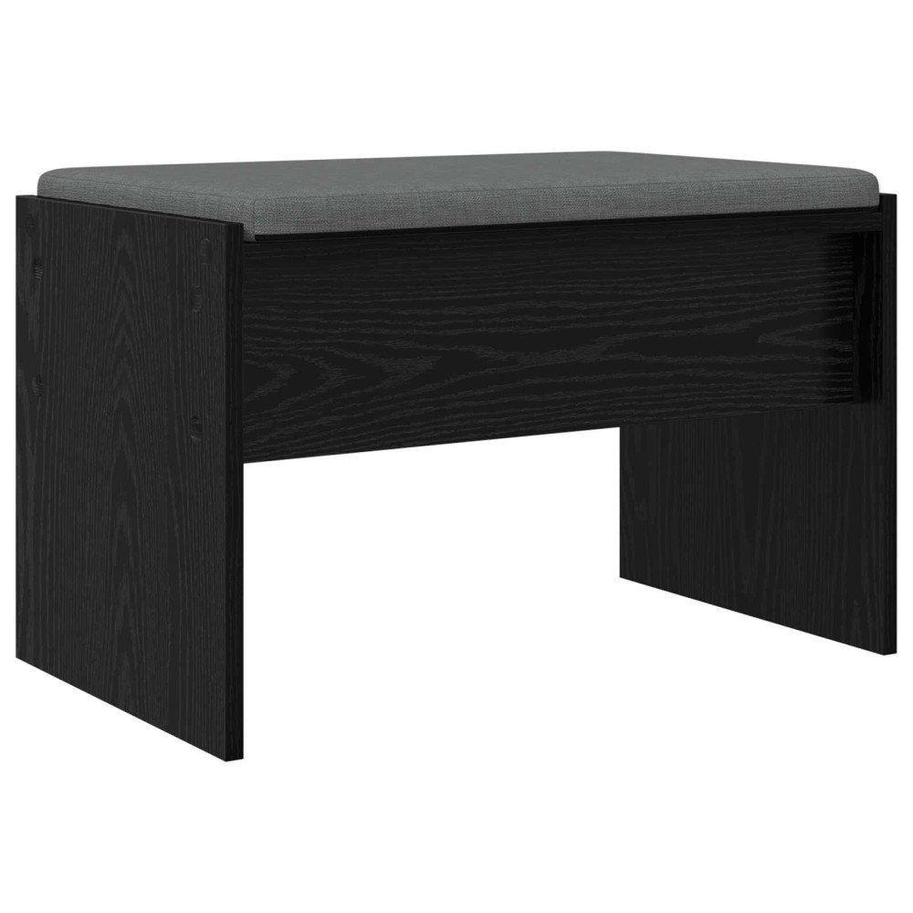 Produktbild för Hallbänk med kudde Svart Ek 63 x 38 x 40 cm