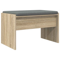 Produktbild för Hallbänk med kudde Sonoma-ek 63 x 38 x 40 cm