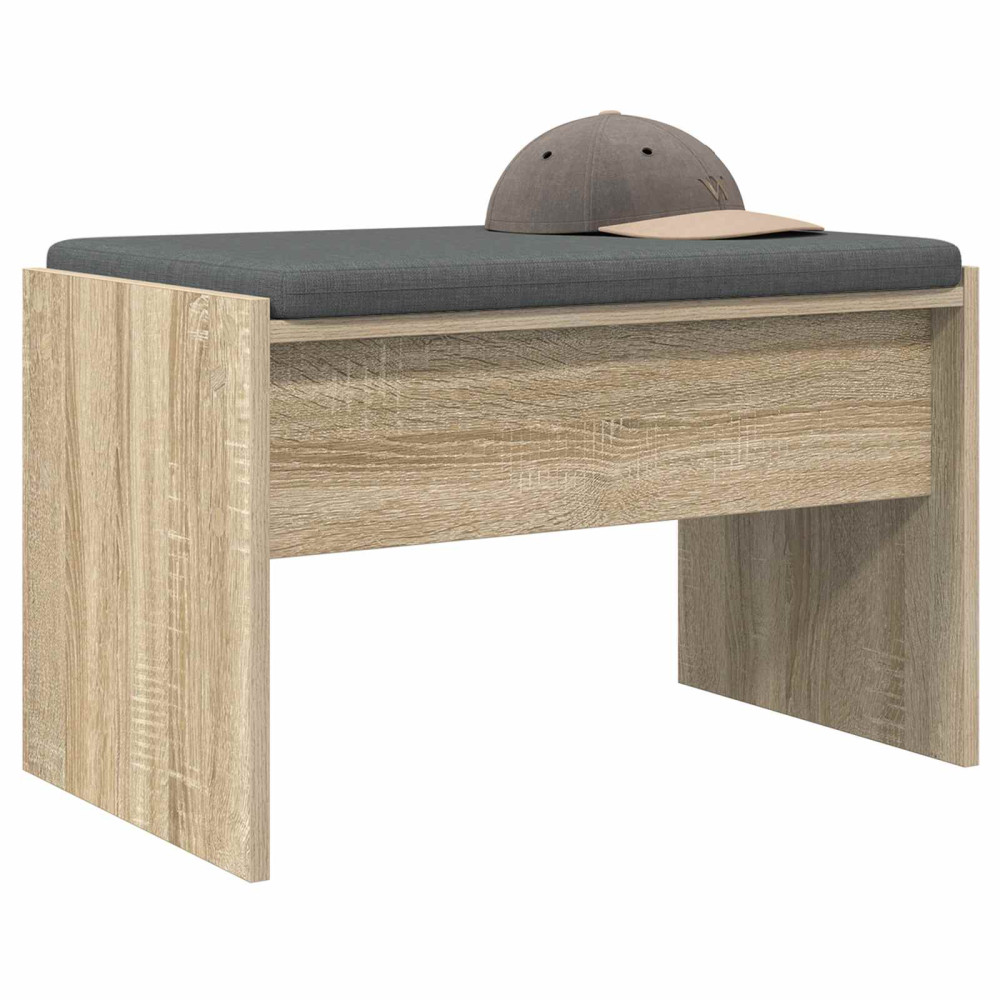 Produktbild för Hallbänk med kudde Sonoma-ek 63 x 38 x 40 cm