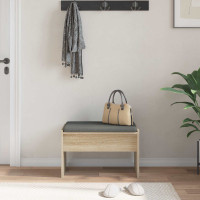 Produktbild för Hallbänk med kudde Sonoma-ek 63 x 38 x 40 cm