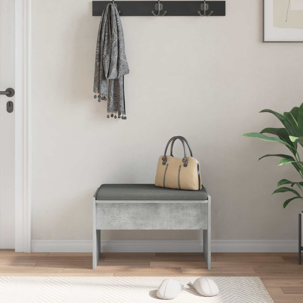 Produktbild för Hallbänk med kudde Betonggrå 63 x 38 x 40 cm