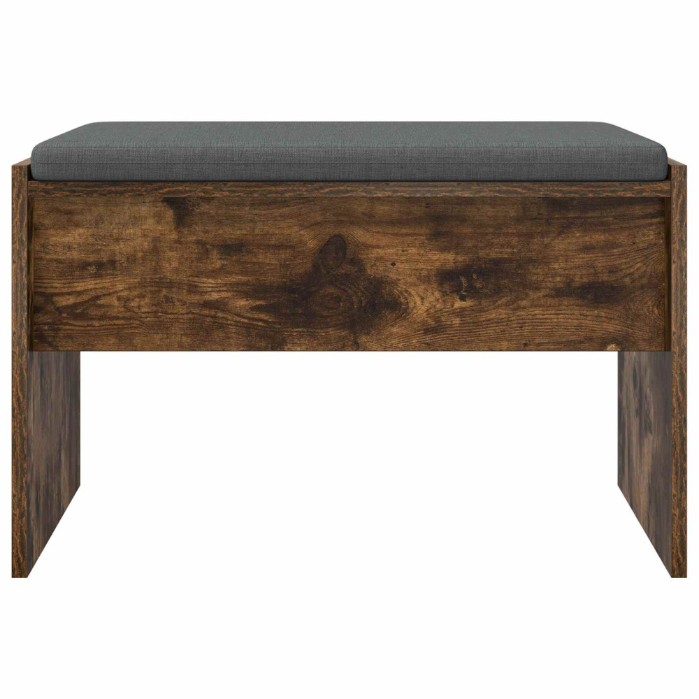 Produktbild för Hallbänk med kudde Rökt ek 63 x 38 x 40 cm