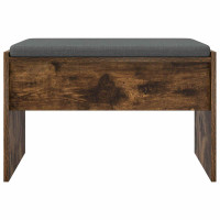 Produktbild för Hallbänk med kudde Rökt ek 63 x 38 x 40 cm
