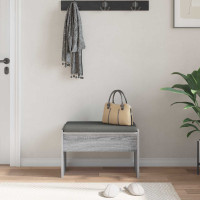 Produktbild för Hallbänk med kudde Grå Sonoma 63 x 38 x 40 cm