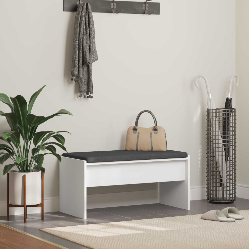 Produktbild för Hallbänk med kudde Vit 80 x 38 x 46 cm