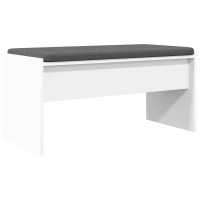 Produktbild för Hallbänk med kudde Vit 80 x 38 x 46 cm