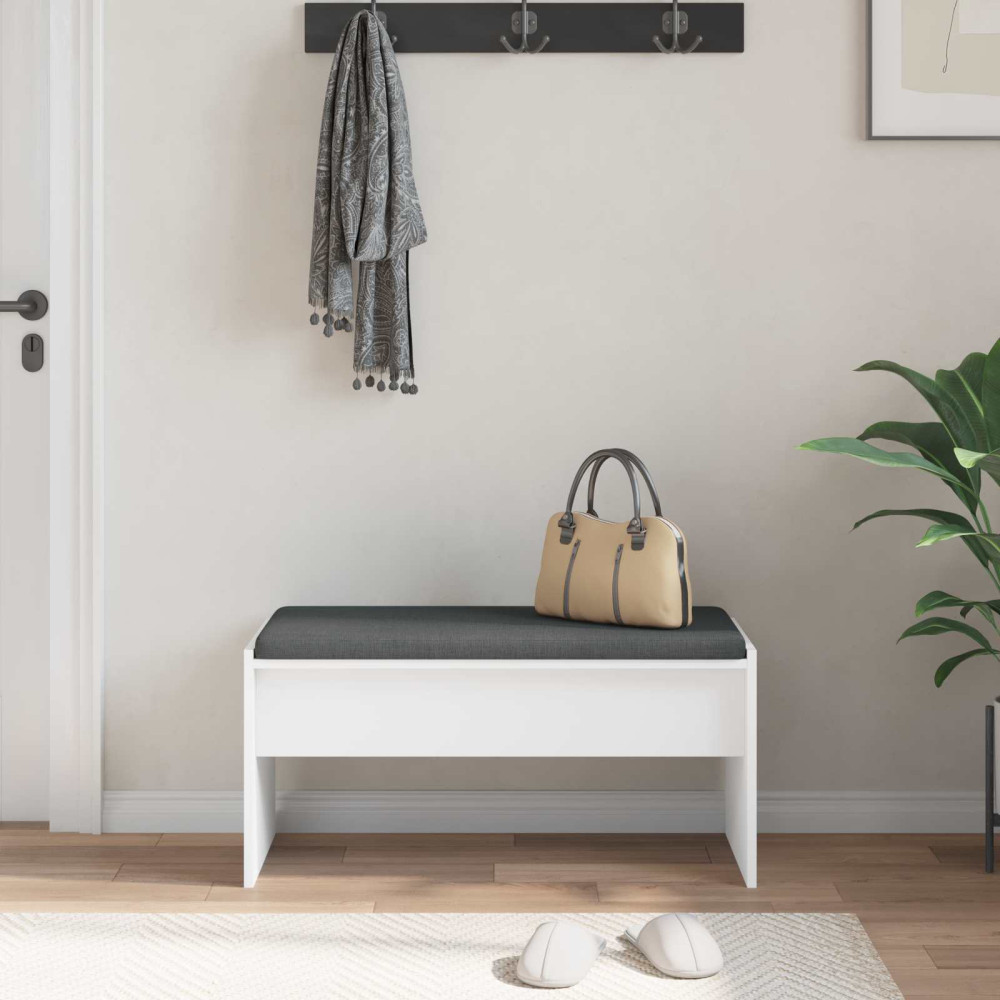 Produktbild för Hallbänk med kudde Vit 80 x 38 x 46 cm
